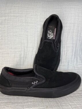 Vans Slip On Blackout PopCush Skate Shoes Men’s 7.5 Women’s 9 All Black